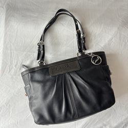 Vintage Coach Black Leather Tote Bag