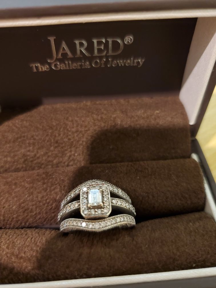 Triple Band White Gold wedding set