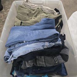 Box Of JEANS, PANTS AND SHORTS