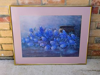 Large Porfirio Salinas 1965 Texas Bluebonnets Framed Print