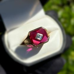 Jewelry 10k solid yellow gold natural diamond rose quartz stone 8.11CTW ring size 11.75