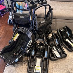 Graco Car Seat 2 Strollers 3 Car Seat Bases 