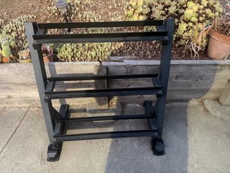 Solid 3-tier steel dumbbell rack