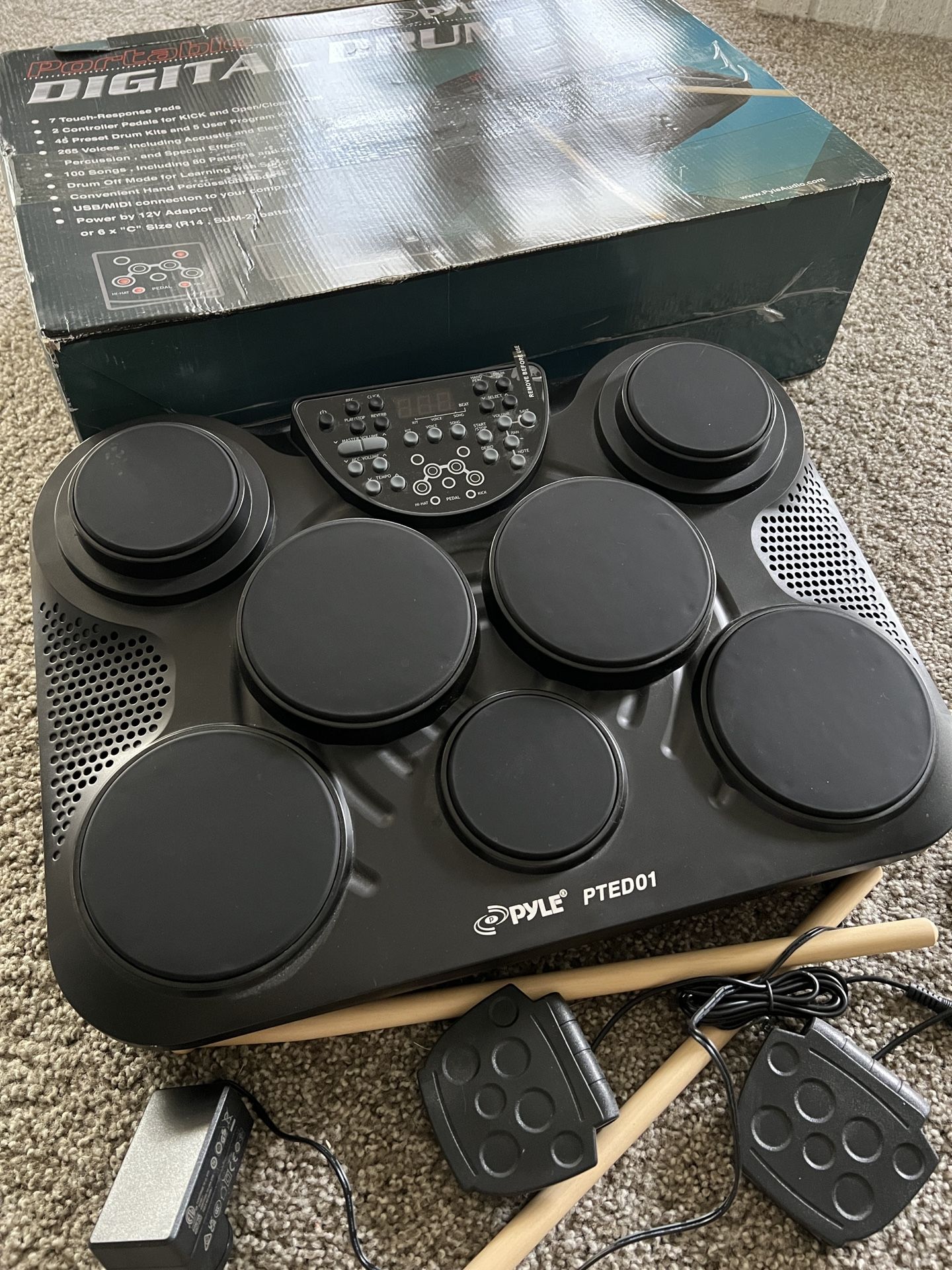 Pyle Portable, Tabletop Set Machine, Electric Drum Pads