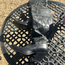 Knee High Leather Cowboy Boots