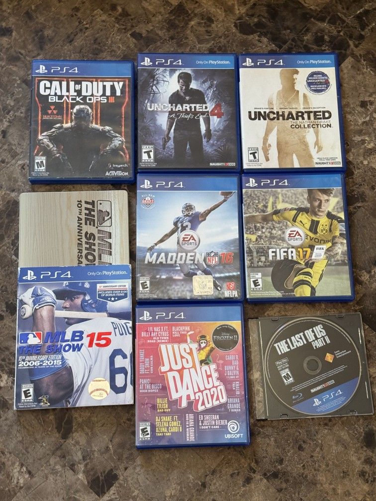 Playstation 4 PS4 Games - Lot of 8 - Black Ops III Uncharted Last Of Us