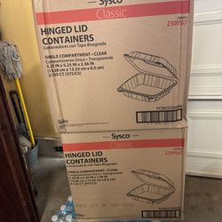 2 Boxes Of Hinged Lid Containers.  $100 Each Box