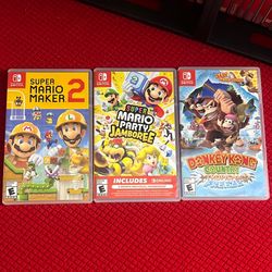 Nintendo Switch Games. Super Mario Maker 2, Super Mario Party Jamboree, Donkey Kong Country 