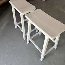 White Bar Stools (Pair)