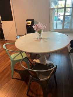 5ft White OVAL pedestal wood table  $40