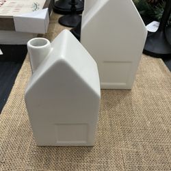 2 Hearth & Hand Ceramic Christmas Houses 