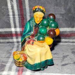 Vintage chalkware figurines Roman Art woman with balloons 8”
