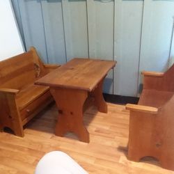 Bench And Table Solid Wood Excellent Condition