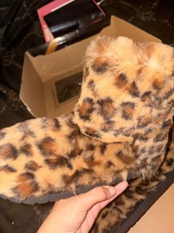 Cheetah print fur boots