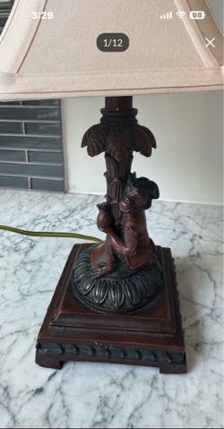 Unique Whimsical Vintage Carved Monkey Table Lamp – British Colonial / Singerie Style