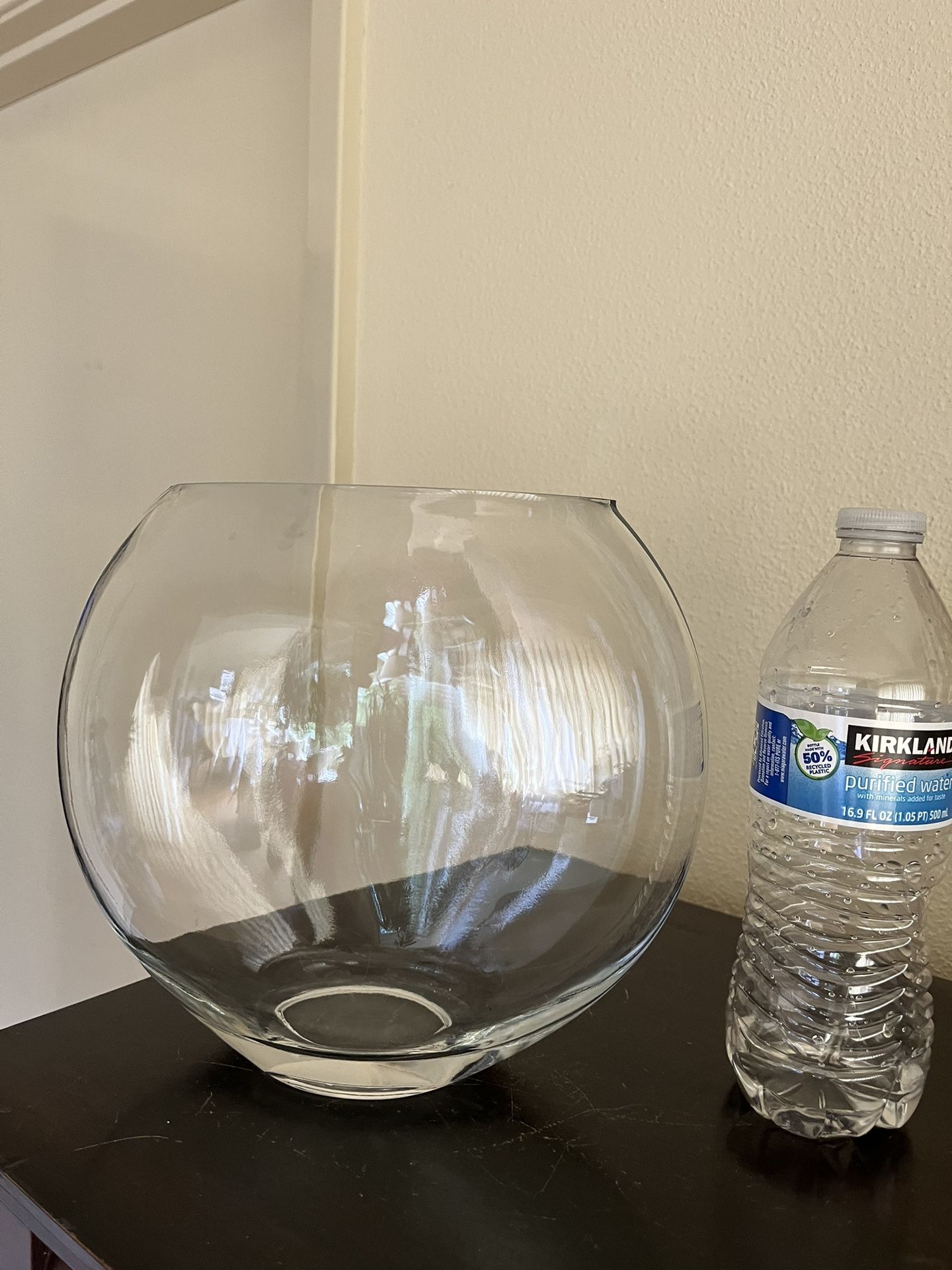 Beautiful Pressed Glass Elliptical Vase with Weighted Bottom