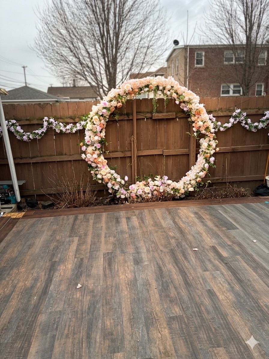 Champagne Floral Arch With Round Bracket Included