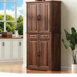 Assembled new 71.2" Tall Kitchen Pantry Storage Cabinet with 4 Door, 3 Pull Out Tray 2 Drawer