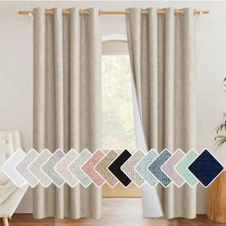 Blackout Linen Blend Curtains Taupe, 50"x 72"