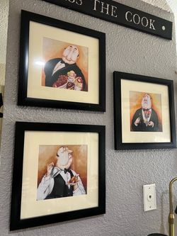 Set of 3 Framed Waiter Art Prints