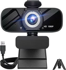 HD PC Webcam, Full HD 1080p/30fps Video, Clear Audio, Light Correction, Works with Microsoft Teams, Google Meet, Zoom, Conferencing and Video Calling