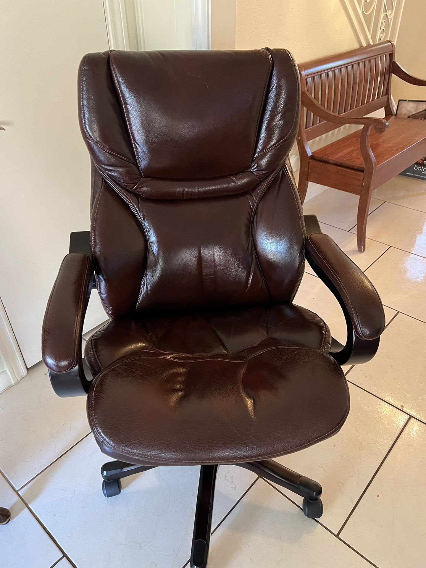 Brown leather office chair