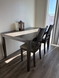 Dark Wood Dining Table with 2 Chairs