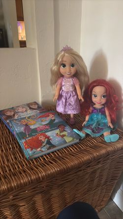 Disney Princess Rapunzel & Ariel Toddler Dolls with Storybook