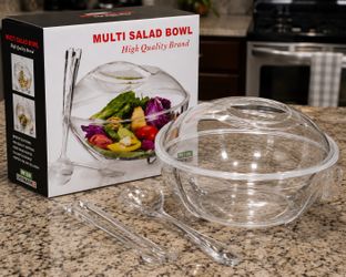 Multi Salad Bowl Set with Lid & Serving Utensils