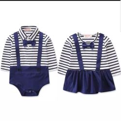 Navy striped onesies For Twins!