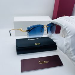 New panther Frame Sunglasses Cartier Gold&blue 