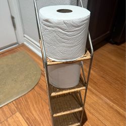 Metal & Wicker Toilet Paper Holder
