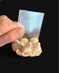 Mini Dove Couple Resin Figurine with Photo Holder