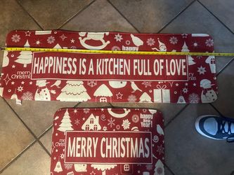 Merry Christmas Decorative Kitchen Mats Set of 2,