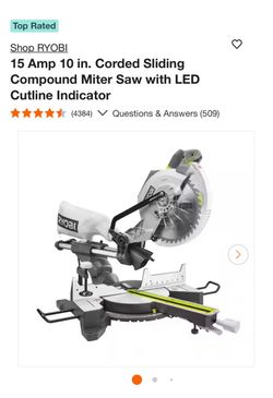 Shop RYOBI 15 Amp 10 in. Corded Sliding Compound Miter Saw with LED Cutline Indicator