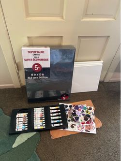 Canvases and paint supplies