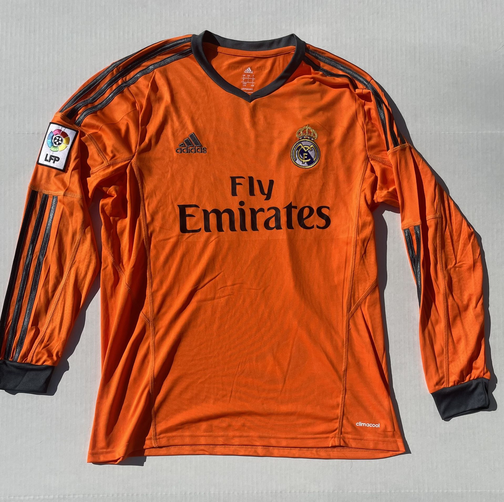 Real Madrid Ronaldo jersey 2013 2014 away orange long sleeve La Liga Patches