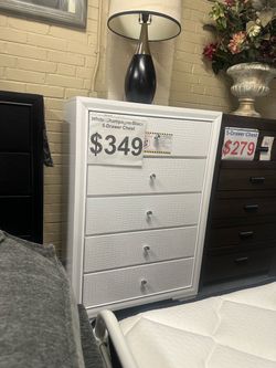 White 5-Drawer Chest with Crocodile Texture start $249 and up