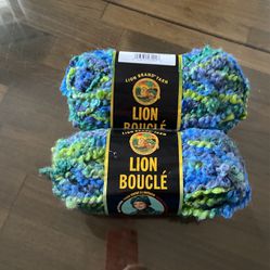 2 Lion Brand  Boucle Yarn Color 202 Lime Blue