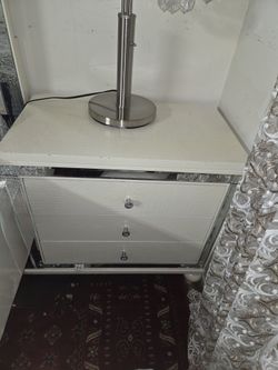 Full Queen size bed with mattress Makeup table and one-side table