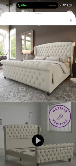 Queen Cream bed frame