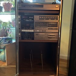 Fisher Integrated Stereo Cabinet and Speakers