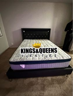 New Queen bed frame with mattress