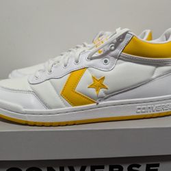 Converse Fastbreak Pro Mid Top White Yellow Men's Size 11.5 A08687c New Leather