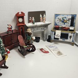 Miniature Dollhouse Furniture Vintage Kitchen & Family Room for Creepy Spooky Halloween House