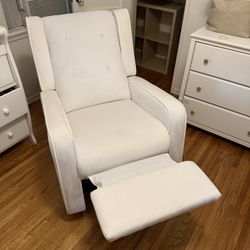 White Velvet Nursery Glider Recliner Chair