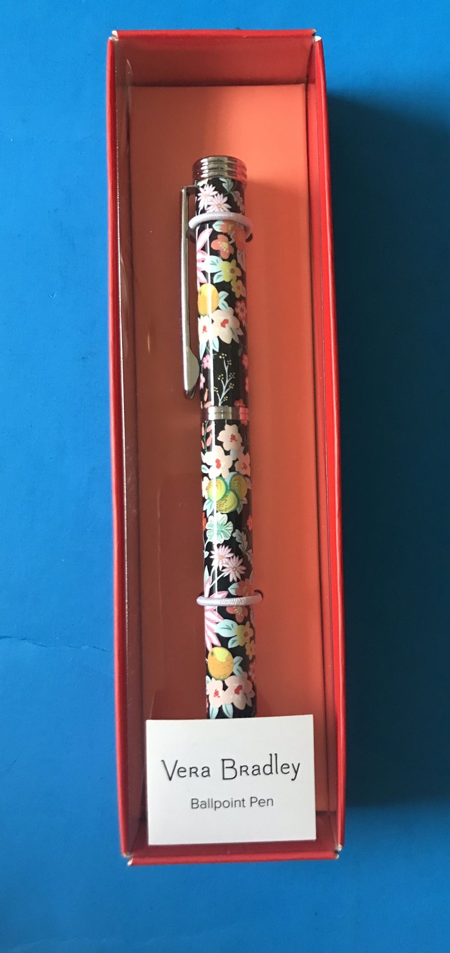 New In Box! Vera Bradley Ball Point Twist Pen, Black Ink, Flowers,