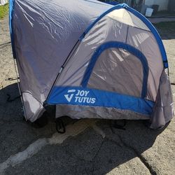 JOYTUTUS Truck Tent with Rainfly 5.0Ft, Straight Spacious Truck Bed Tent with Sky View Mesh, Waterproof PU2000mm Double Layer for 2 Person, Gray Blue