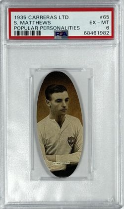 Stanley Matthews (HOF) 1935 Carreras LTD Popular Personalities #65 PSA 6 (EX-MT) Soccer Card