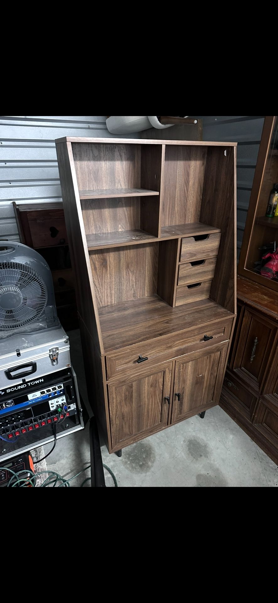 Mid-century Style Wooden Office Hutch